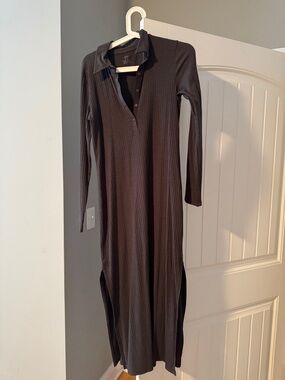 strapless open back dress Ribbed Racerback Tank Midi Dress Gray